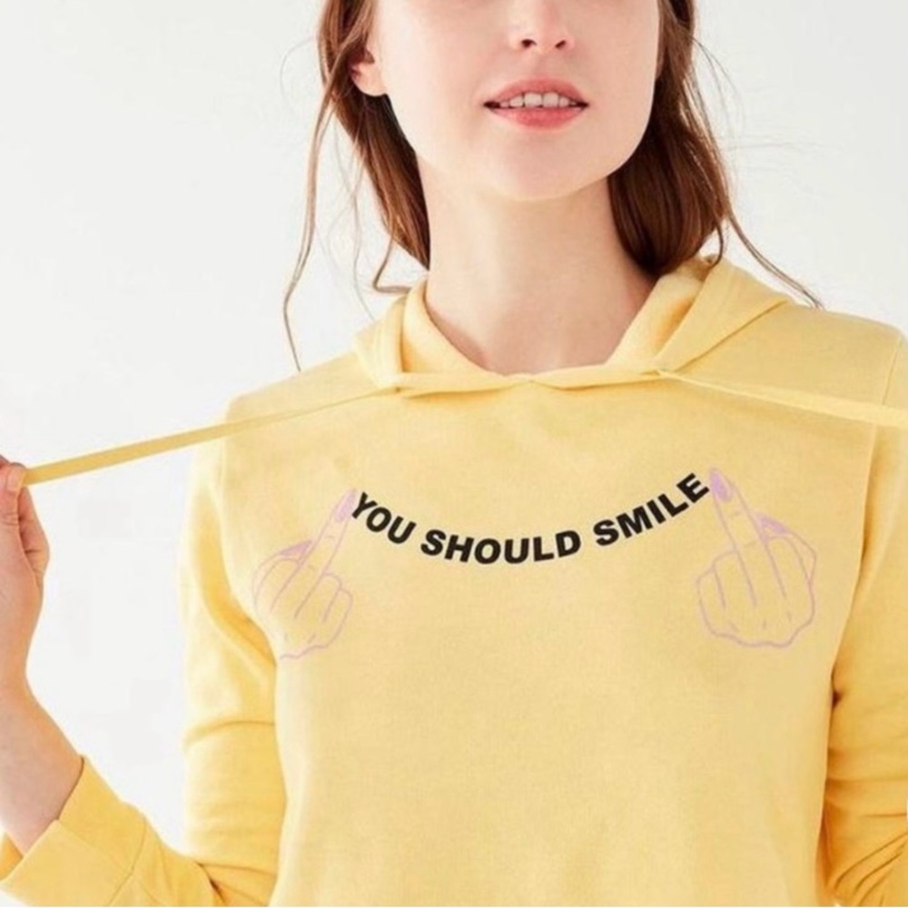 Urban outfitters smile cropped hoodie